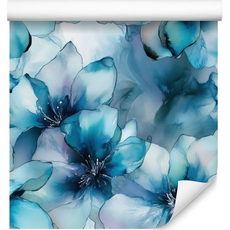 Papel pintado tinta turquesa, azul, verde celadón y azul marino 50x1000 cm (1/5)