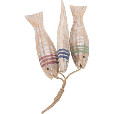 Décoration Murale Bois Forme Poisson Ornement Suspendu Nautique pour Chambre Plage Décoration Rustique Côtière Salle de Bain (1/5)