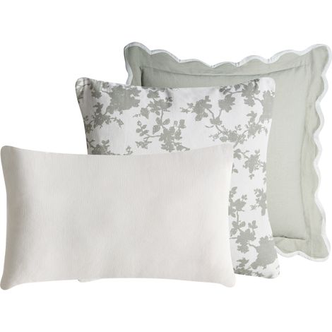 Conjunto de 3 cojines decorativos de algodón con motivo abstracto 45/30 x 45/50 cm verde/blanco Canarium