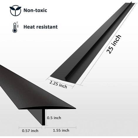 Arbeitsplatten-Dichtungsleiste – Dekorative Leiste für Küchenarbeitsplatten – 2 Leisten, 63 cm lang – Schwarz (1/5)