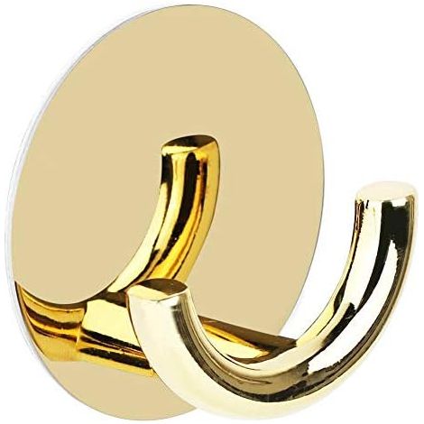 Sollbry Ganchos adhesivos de acero inoxidable para colgar en la pared, ideales para toallas, armarios, baños, dormitorios, cocinas y oficinas (dorados) (1/5)