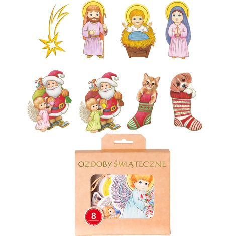 Set di decorazioni natalizie in cartone in una scatola da 8 pezzi (1/3)