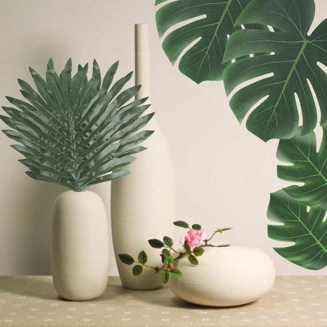 36 feuilles vertes tropicales hawaïennes pour décoration murale et de table lors de fêtes d'été (1/4)
