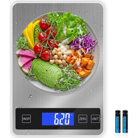 Digitale Küchenwaage, 22 Pfund, 5 Einheiten, mit Tara-Funktion und großem LCD-Display für genaues Wiegen - Crezuo