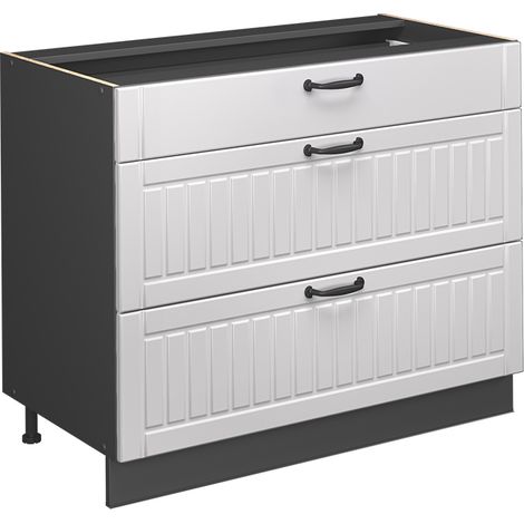 Meuble cuisine Fame-Line, Blanc campagne/Anthracite, 100cm sans PT, Vicco (1/5)