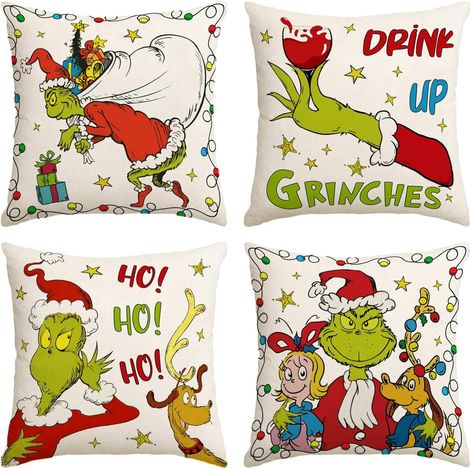 Housse de Coussin de Noël Vert Lutin Décorations Hivernales pour Fête du Nouvel An, Taie d'Oreiller Xmas pour Maison, Accessoires Saisonniers Festifs (1/5)