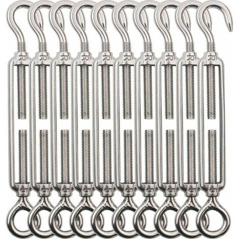 Tendeur Cable Crochet M5 (Crochet et oeil), Tendeur Fil Acier / Tendeur Cable Inox en Acier Inoxydable 304 Pour Fil a linge, Cable Acier, Corde Acier -10 Pièces