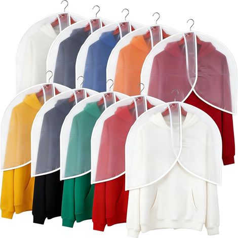 10 Pièces Housse Vetements à Suspendre, 60 × 45 cm Housses de Vêtements, Semi-Transparent et Lavable à L'eau, pour Costumes, Chemises, Sweat-Shirts, Jupes (1/5)