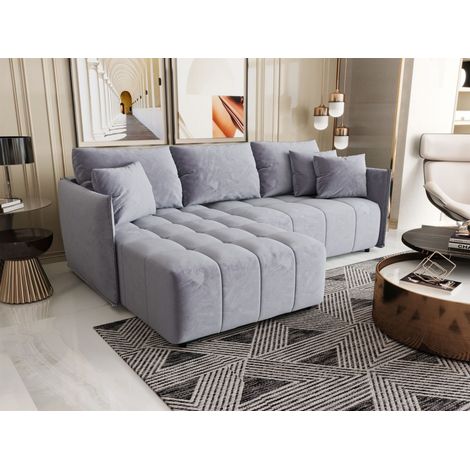 Ecksofa Schlafsofa TREVISO Stoff Monolith Hellblau Ottomane Links (1/3)