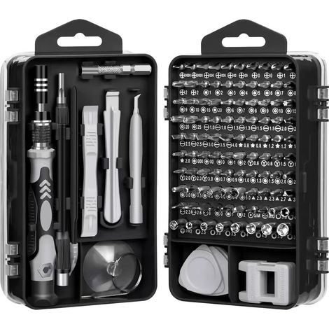 LaBlanc - Set di cacciaviti di precisione 115 in 1, set di utensili meccanici di precisione, mini cacciaviti magnetici per PC, cellulare, computer, MacBook (nero)