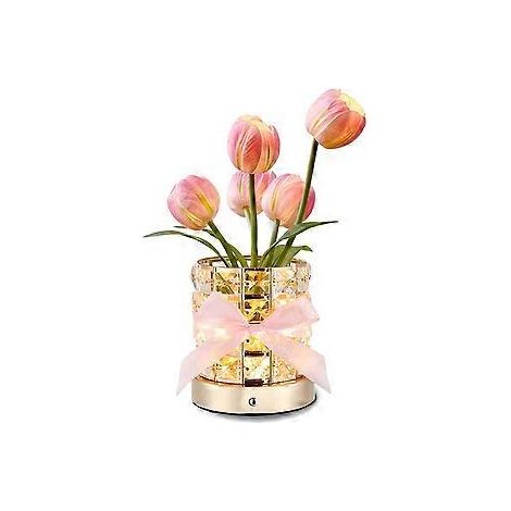 Kabellose LED-Tulpen-Nachtleuchte mit dimmbarem Kristallfuß und USB-Ladeanschluss, kleine Nachtleuchte für die Heimdekoration