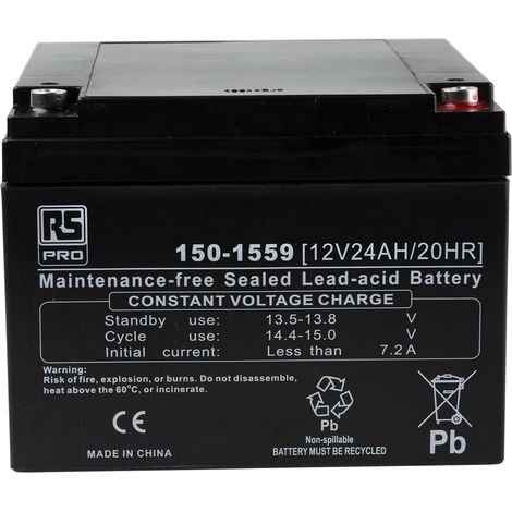 Batterie au plomb étanche RS PRO 12V 24Ah cyclique ( Prix pour 1 )
