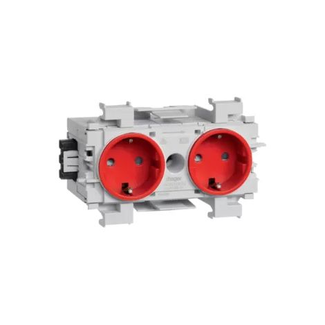 Hager Steckdose 2-fach Wago Frontrast. rot GS20013020 (1/2)