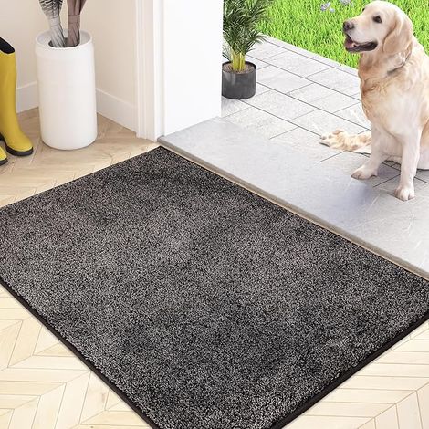 Door Mat, Machine Washable Non-Slip Floor Mat with Soft Absorbent Microfibres for Dogs, Entrance, Door and Hallway, Charcoal Grey, 50 x 80 cm (1/5)