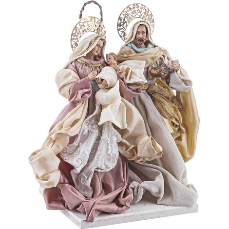 Natività Onorata con vestiti in tessuto statue per presepe