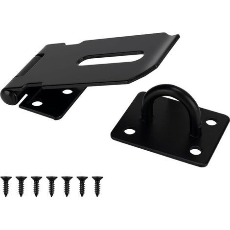 Loquet de porte en acier inoxydable de 7,6 cm, cadenas noir robuste pour portails, portes et armoires, finition brossée, 1 paquet (1/4)