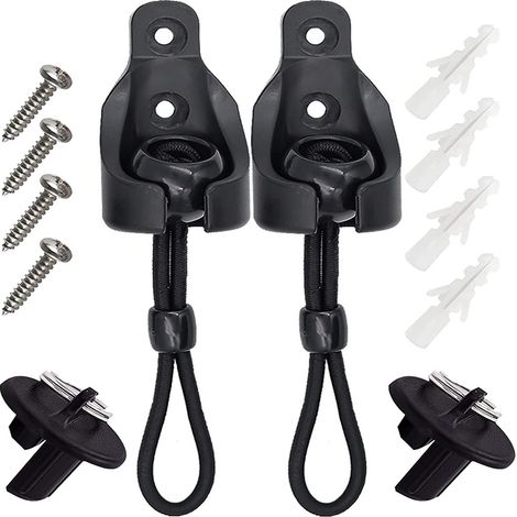 Boule noire coupe-vent, 2 sièges, 2 embouts, 2 filetages, 4 clips de fixation  boucle de fixation pour store/rideau extérieur. (1/5)