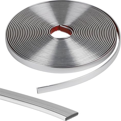 Lalago Moulures décoratives flexibles autocollantes 10 m Argentées En stuc 3D Décollez et collez Pour bricolage, sol, bords de carrelage et décoration d'angle (1/5)