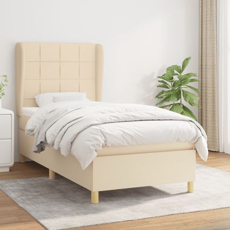Giroletto a Molle con Materasso Crema 90x200 cm inTessuto vidaXL (1/5)