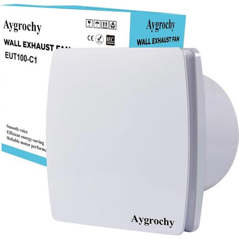 Ventilateur Extracteur d'Air 100mm Silencieux, VMC Salle de Bain avec Clapet Anti-Retour, Prise UE, Économe en Énergie, Pour Salle de Bain, Cuisine, Bureau, WC, Garage (1/5)