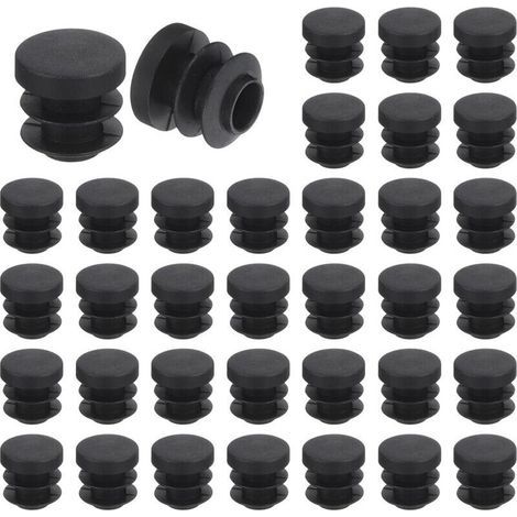 36 runde Kunststoff-Endkappen, schwarze Rohrendkappen, 14 mm (0,55 Zoll) für Möbelfüße, Rutschschutz für Stühle, Sofas, Tische und Regale (1/4)