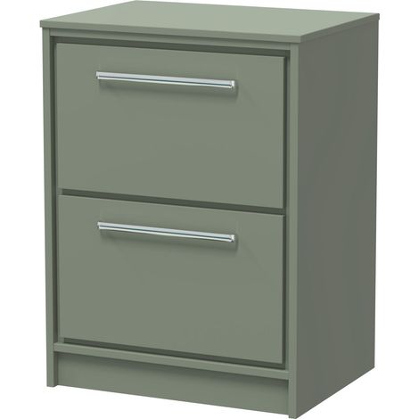 Balterley Longnor 600mm Framed Design Floor Standing 2 Drawer Vanity with Worktop - Fern Green