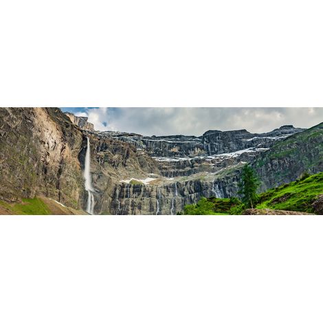 Tableau sur toile cascade Gavarnie 30x97 cm - Impression sur Toile Murale Décorative - Image imprimée en HD sur Toile - Toile sur Châssis en Bois FSC - Fabriqué en France