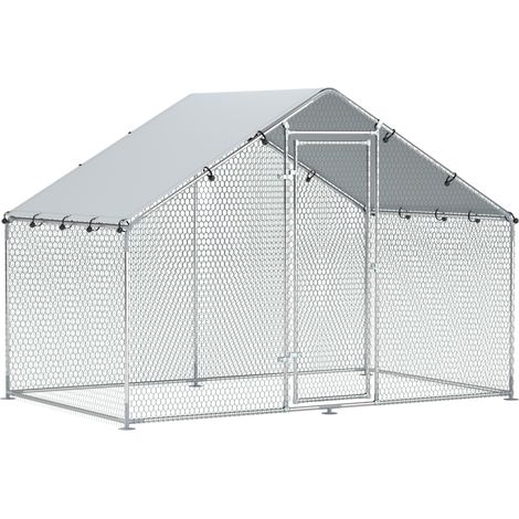 Recinto exterior para gallinas 300x170x190 cm de acero galvanizado con techo impermeable (1/5)