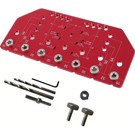 Gabarit perçage étagères charnières 2 en 1 tout métal aluminum outil quincaillerie meuble avec mèches 1/4 po 5 mm (1/5)