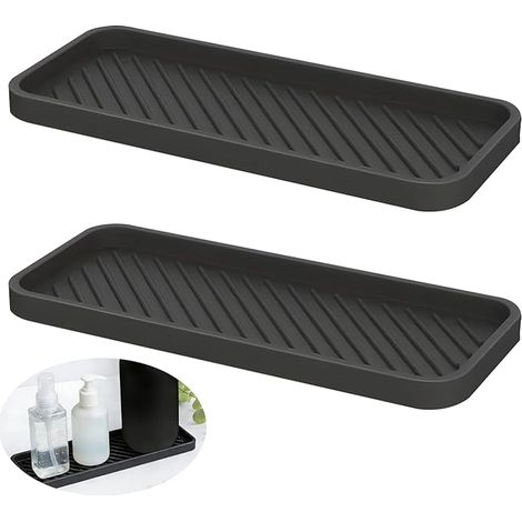 2 PCS Organiseur Évier Cuisine en Silicone Porte Éponge et Savon Antidérapant Tapis de Séchage Vaisselle Résistant à la Chaleur Rangement Comptoir Salle de Bain pour Accessoires et Distributeur (1/5)