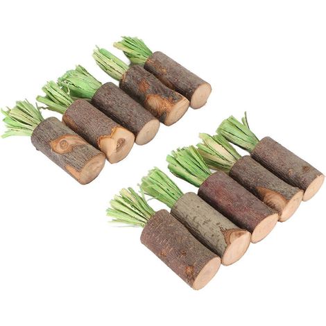 Lot de 10 bâtonnets à mâcher comestibles et sans danger pour lapins, prévenant les calculs urinaires, jouets à mâcher décoratifs pour cobayes et hamsters. (1/3)