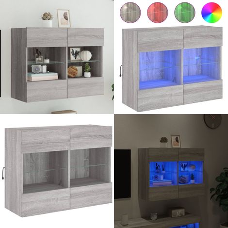 TV-Wandschrank mit LED-Leuchten Grau Sonoma 78,5x30x60,5 cm - TV-Schrank - Holzwerkstoff Möbel - Regal - Wandregal - Wohnzimmer Dekoration - Home & Living (1/5)