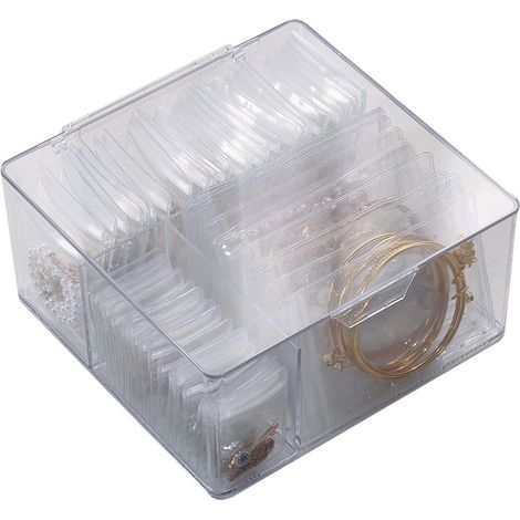 Boîte À Bijoux Transparente Anti-Oxydation Avec Tiroirs - Rangement Boucles D Oreilles Colliers Bagues - Design Compact Et Antidérapant - Lot De 1 (1/5)