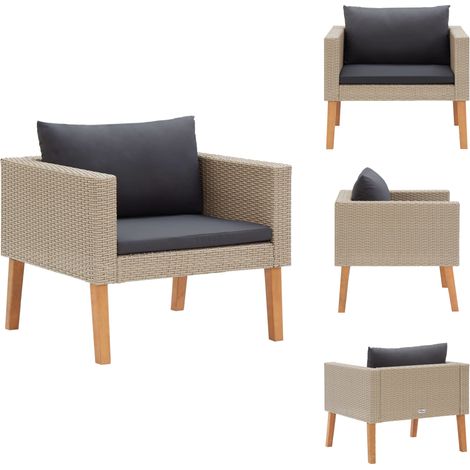 Canapé simple de jardin avec coussins Résine tressée Beige - Canapé De Jardin - Mobilier De Jardin - Meubles De Jardin - Salon De Jardin - Chaise Longue (1/5)