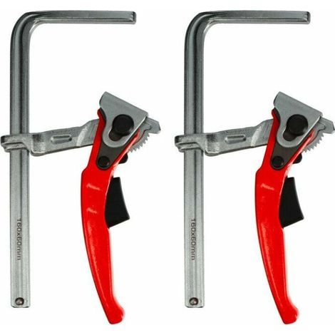 Serre-joint à levier 300 mm – Capacité de serrage 150 kg – Acier forgé anti-corrosion – Lot de 2 – Compatible rails de guidage (1/5)