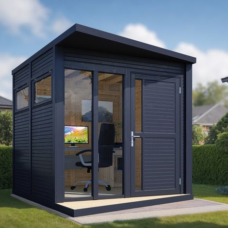 Studio de jardin bois Bertilo Concept Office avec plancher 5,28m²anthracite (1/5)
