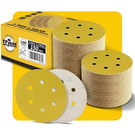 100x Schleifscheiben 150mm Klett 6 Loch 150 Körnung für Exzenterschleifer (1/5)