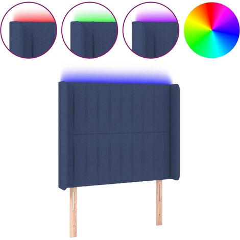 Testiera Testata del letto a LED Blu 93x16x118/128 cm in Tessuto (1/5)