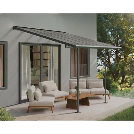 Palram – Pergola Sierra 3x3 grise en polycarbonate – Structure en aluminium inoxydable – Protection UV 100% – Montage sans vis pour terrasse