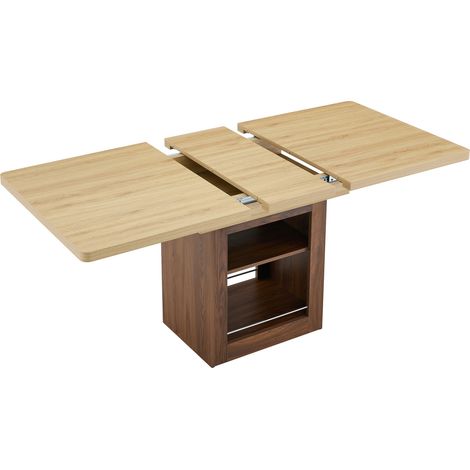 Ausziehbarer Esstisch aus MDF in Holzoptik, 130/160 cm, mit Stauraumfächern (1/5)