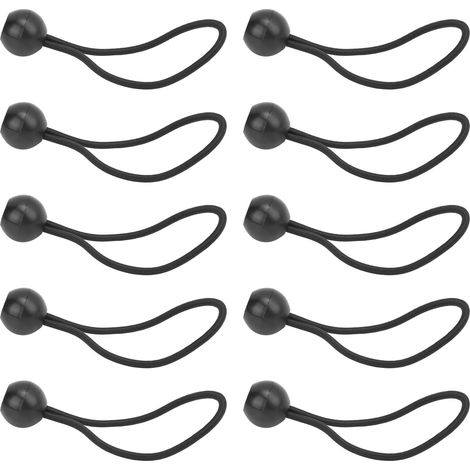 Lot de 10 pinces à boule pour tente, avec tendeurs élastiques et cordons à boule, pour auvent (noir) (1/5)