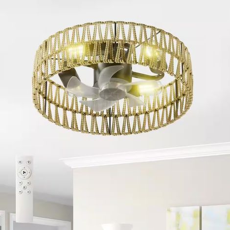 Ventilateur Plafonnier LED 5 Pales avec Lampe, 4 Douilles E27, 13W, Diamètre 30 cm, Ventilateur de Plafond Compact pour Salon Chambre et Bureau (1/5)