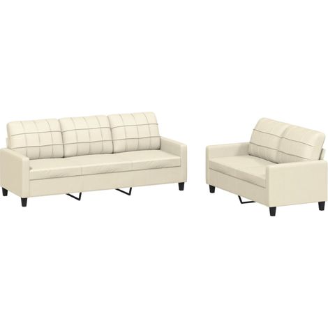 Maison Exclusive - Set di Divani 2 pz con Cuscini crema in Similpelle