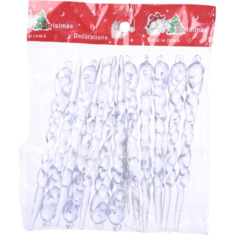 Glaçon Decoración Navidad - Acrílico Transparente - 13 cm - Para Árbol Festivo - 24 Unidades (1/5)