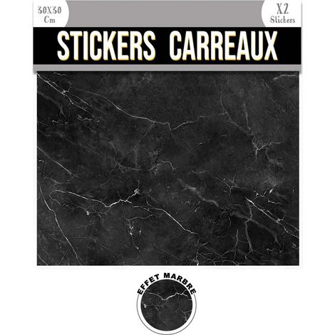 Ensemble de 2 stickers carrés effet marbre foncé
