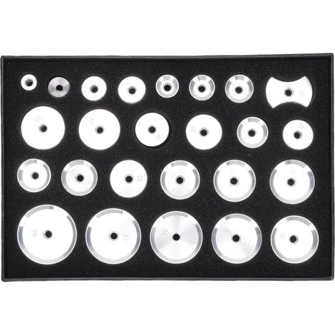 GARRYFIZH Ensemble de 25 poinçons de presse pour boîtier de montre, en alliage aluminium, ronds plats, pour réparation et entretien (1/5)