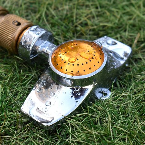 Yellow Lawn Sprinkler for Garden, Metal Spot Sprinkler, 360 Degree Square Circle Pattern Aluminum Al (1/5)