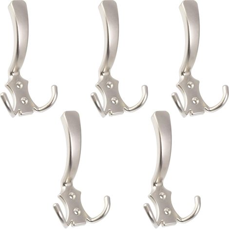 Set mit 5 dreifachen Wandhaken 115 x 72 x 65 mm – Kleiderhaken / Garderobenständer – Hut- / Bademantel- / Handtuch- / Dusch- / WC-Haken – Satinierte Oberfläche (1/5)