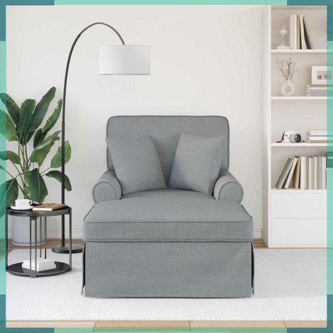 Chaise longue - 42022939 - Gris clair - Tissu - Coussin de siège amovible (1/5)