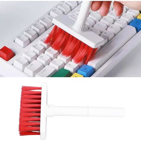 Tastaturreiniger mit zwei Bürsten, 5-in-1-Multifunktionsdesign, 3 Reihen, Kunststoff-Reinigungsstift für Kopfhörer, Weiß und Rot (1/5)